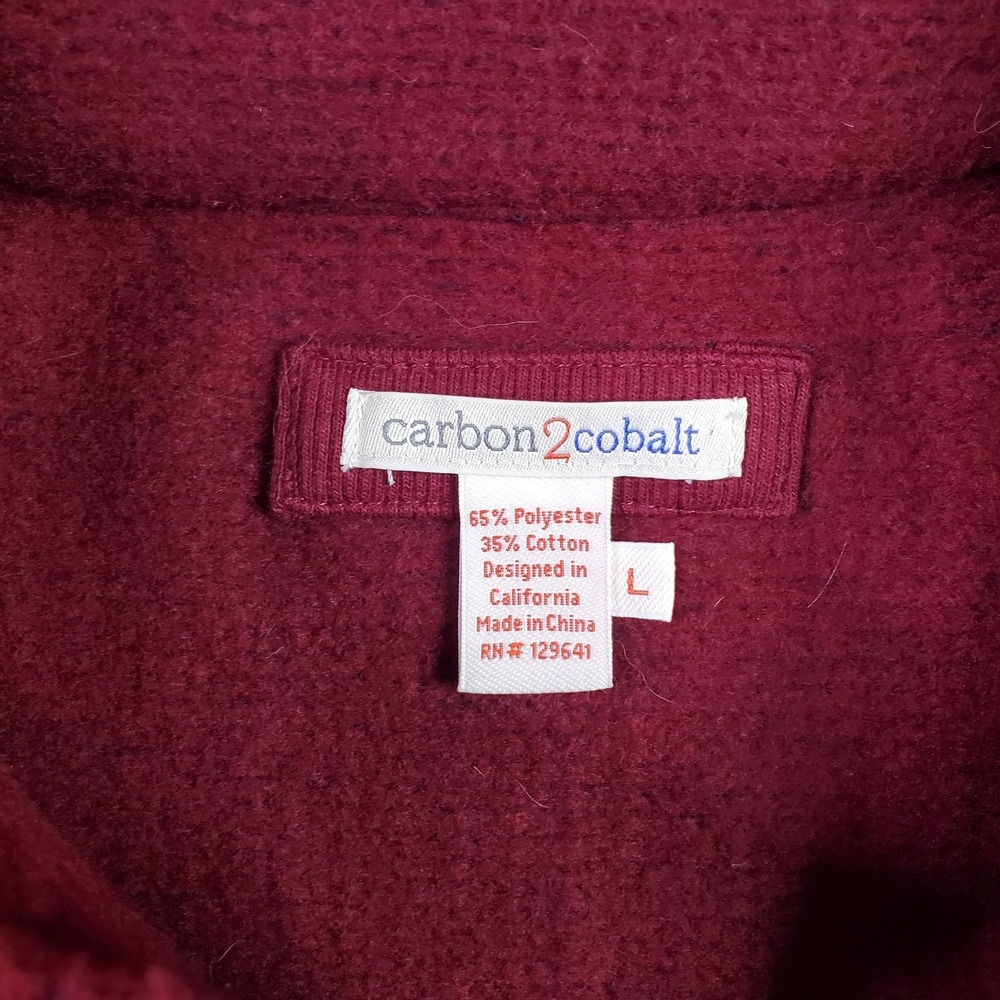carbon2cobalt Shirt Jacket Mens Large Red Snap Front Waffle Knit Lined Pockets - Picture 4 of 15